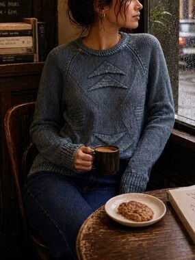 Lucky Brand Washed Light Blue Knit Sweater - Crewneck